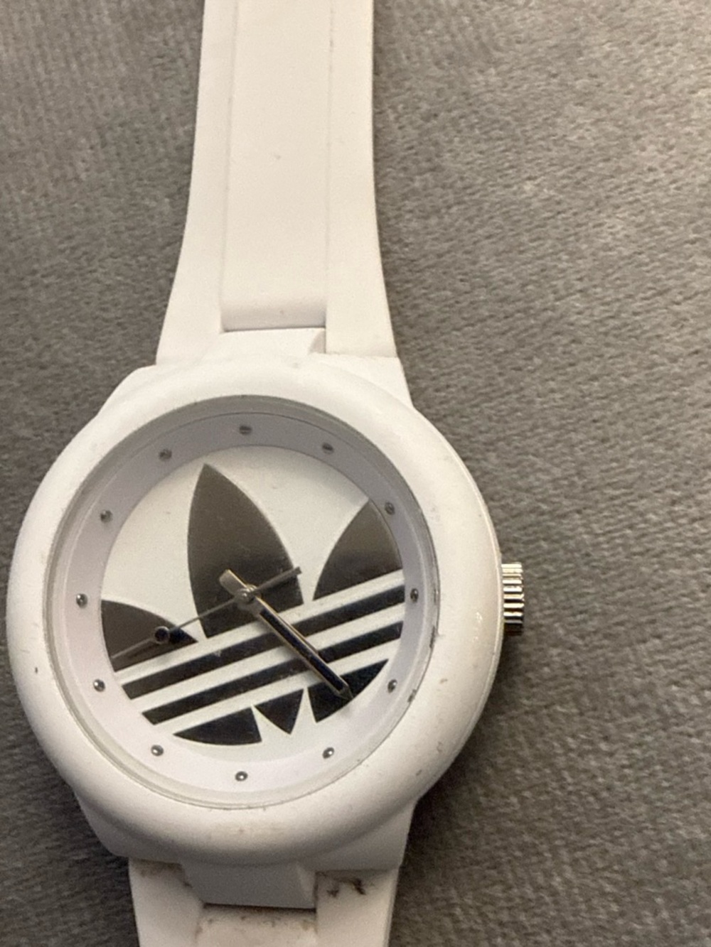adidas White and Silver Trefoil Dial Sport Watch